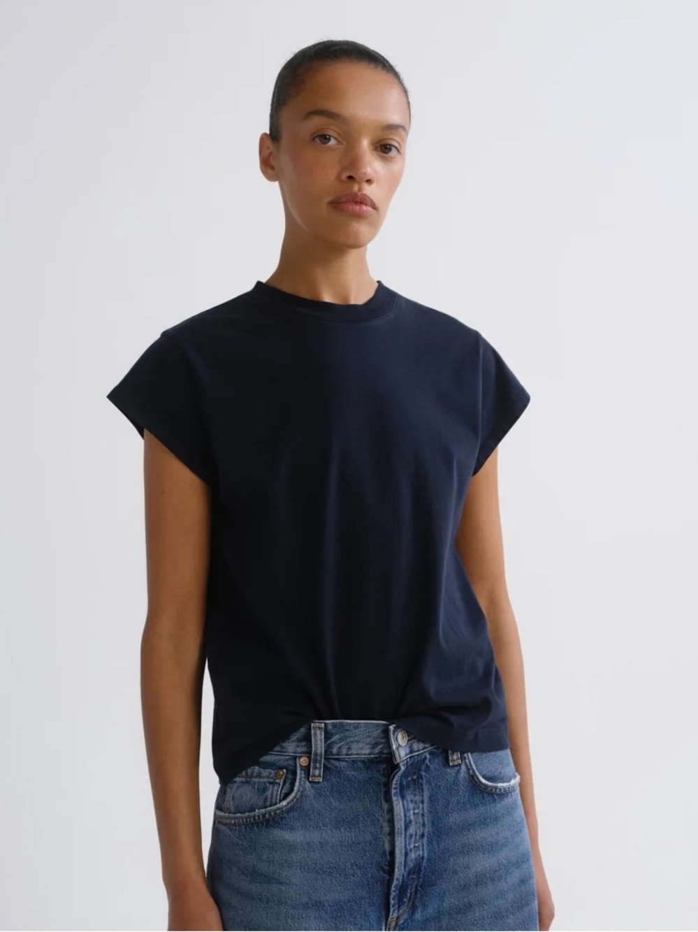 Agolde navy blue sleeveless boxy tee